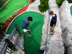 Playing miniature golf