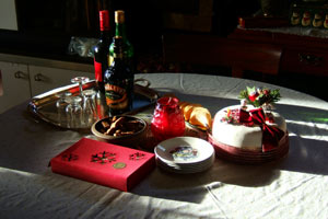 Table with Christmas cake