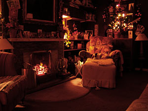 Room with a fireplace