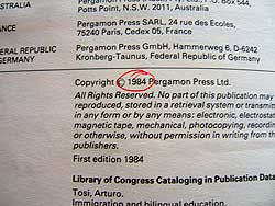 Copyright date circled in book