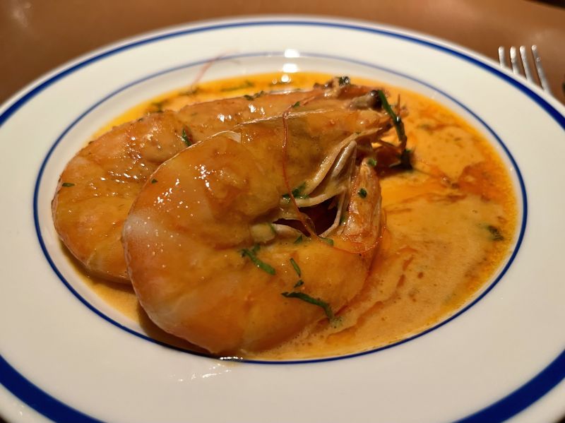 The most delicious prawns with garlic butter and bisque sauce at Amari